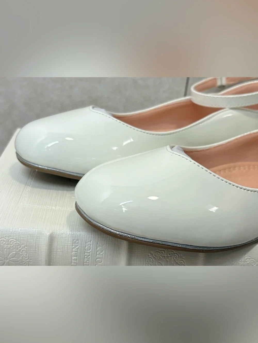 Girls White Patent Mary Jane Dress Shoes Ballerina Bow Size 3 Flower Girl